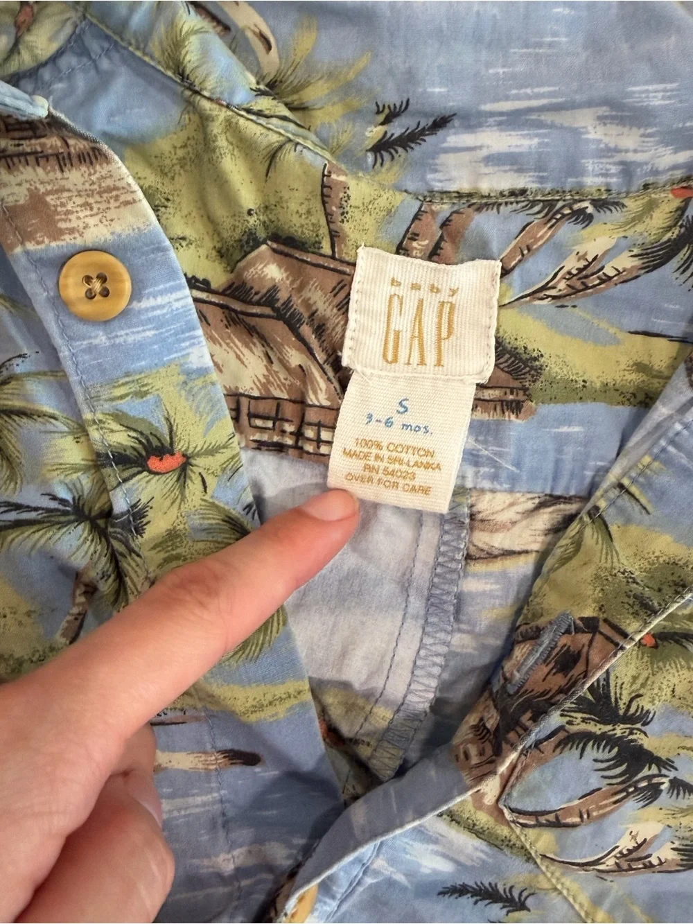 GAP Light Blue Tropical Button-Front Romper